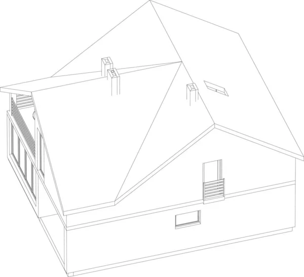 Gevoerde Architectonische Illustratie Moderne Achtergrond — Stockvector