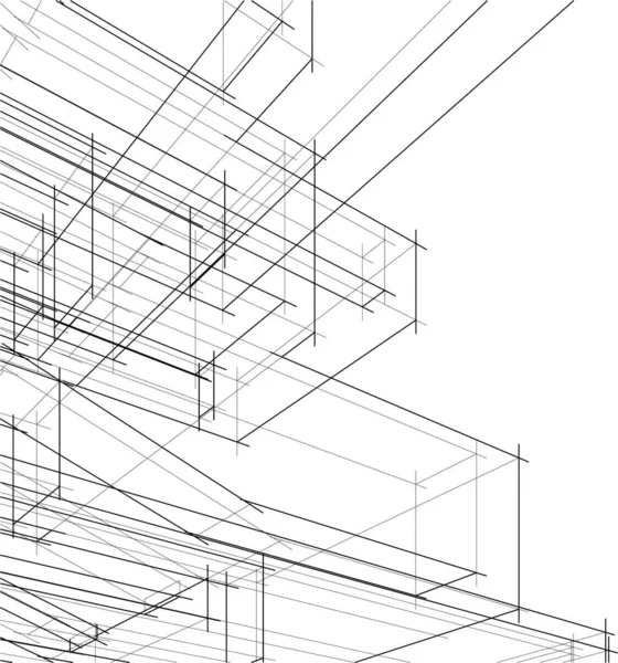 Gezeichnete Architektonische Illustration Moderner Hintergrund — Stockvektor