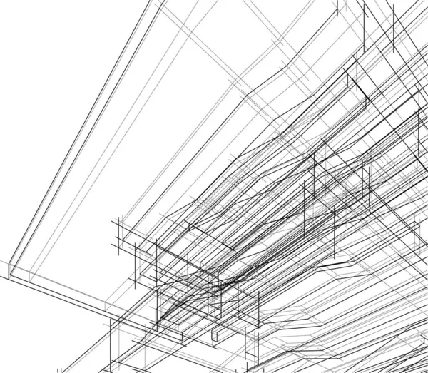 Gevoerde Architectonische Illustratie Moderne Achtergrond — Stockvector