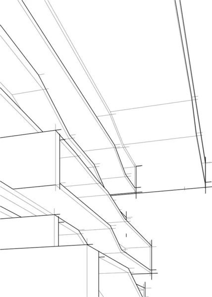 Linkovaná Architektonická Ilustrace Moderní Zázemí — Stockový vektor