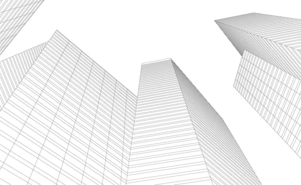 Gezeichnete Architektonische Illustration Moderner Hintergrund — Stockvektor