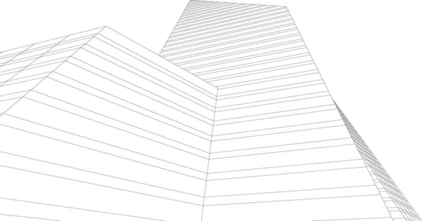 Вишита Архітектурна Ілюстрація Сучасний Фон — стоковий вектор