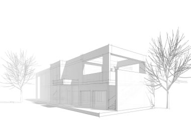 3d mimari çizim, modern arkaplan