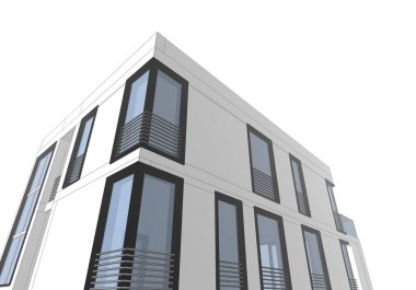 mimari proje, renkli 3d illüstrasyon