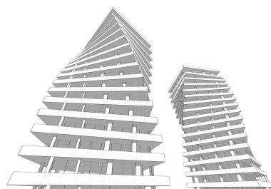 3d mimari çizim, modern arkaplan