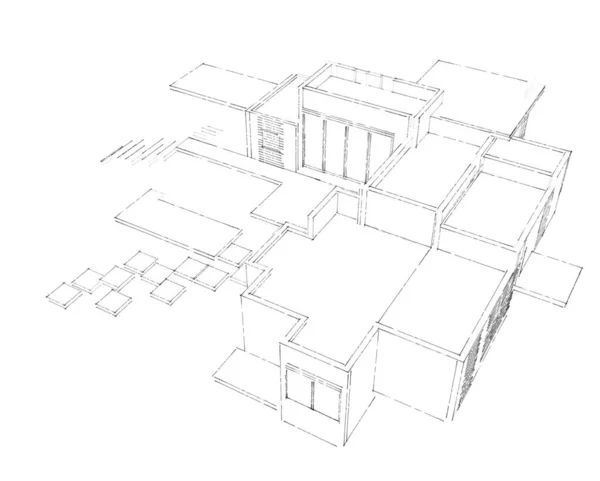 Gezeichnete Architektonische Illustration Moderner Hintergrund — Stockfoto