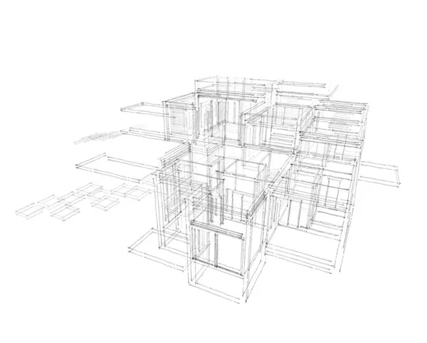 Wyłożona Ilustracja Architektoniczna Współczesne Tło — Zdjęcie stockowe