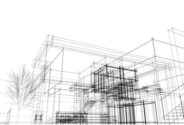 Φοδραρισμένη Αρχιτεκτονική Απεικόνιση Σύγχρονο Φόντο — Φωτογραφία Αρχείου
