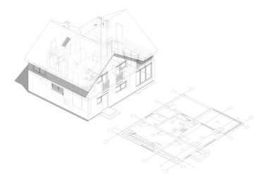 3d mimari çizim, modern arkaplan