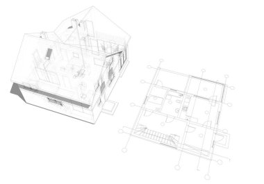 3d mimari çizim, modern arkaplan