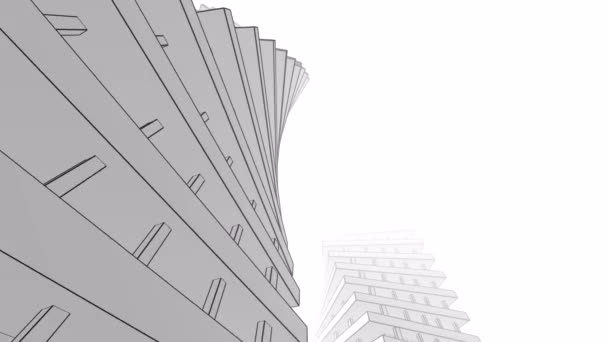 Κίνηση Μέσα Από Ελάχιστα Τρισδιάστατα Αρχιτεκτονικά Σχήματα — Αρχείο Βίντεο