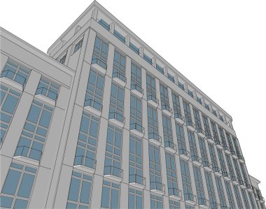 renkli 3d vektör mimari çizimi