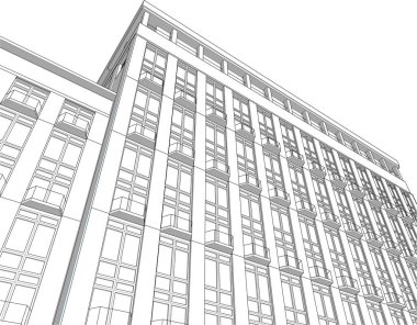 3d vektör soyut mimari illüstrasyon