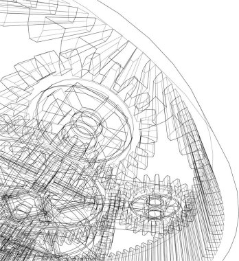 Çizgili dişli mekanizmasının vektör illüstrasyonu