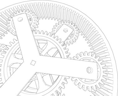 Çizgili dişli mekanizmasının vektör illüstrasyonu