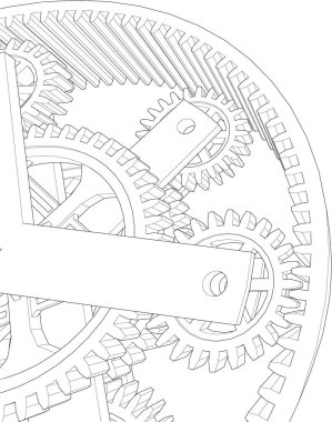 Çizgili dişli mekanizmasının vektör illüstrasyonu