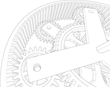Çizgili dişli mekanizmasının vektör illüstrasyonu