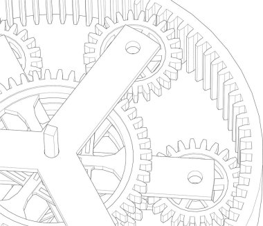 Çizgili dişli mekanizmasının vektör illüstrasyonu