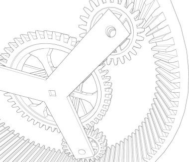 Çizgili dişli mekanizmasının vektör illüstrasyonu