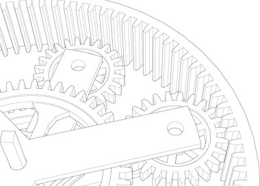 Çizgili dişli mekanizmasının vektör illüstrasyonu