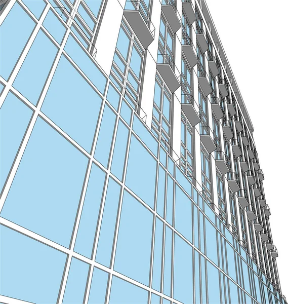 Ilustración Arquitectónica Vectorial Coloreado — Vector de stock