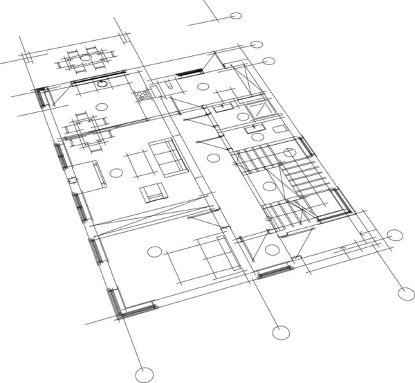 Fodrad Arkitektoniska Tapeter Digital Bakgrund — Stock vektor