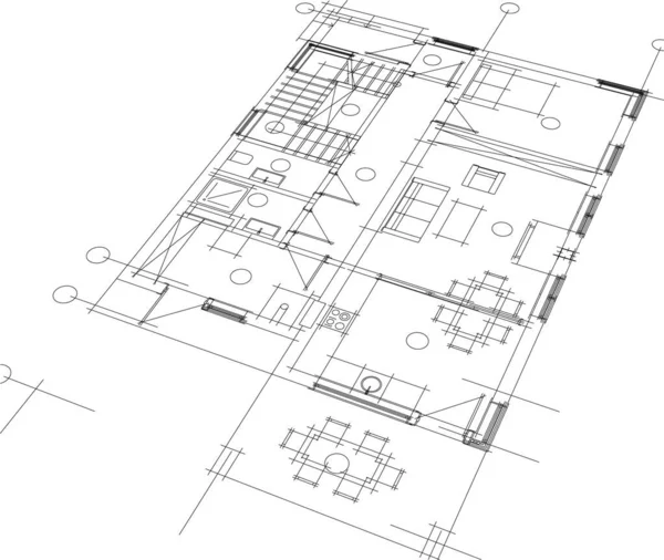 Rivestito Carta Parati Architettonica Sfondo Digitale — Vettoriale Stock