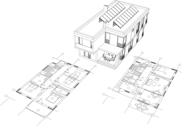 Bekleed Architectonisch Behang Digitale Achtergrond — Stockvector