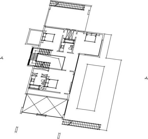 Fodrad Arkitektoniska Tapeter Digital Bakgrund — Stock vektor