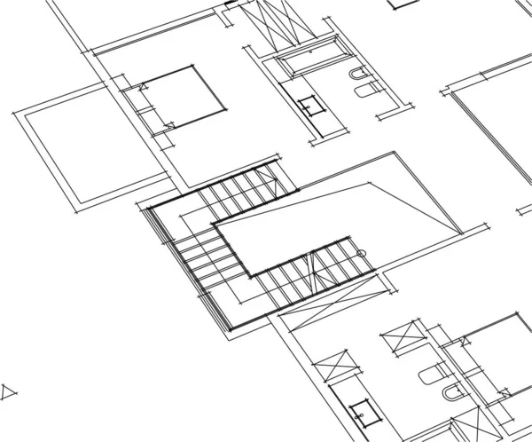 Wyłożona Tapeta Architektoniczna Tło Cyfrowe — Wektor stockowy