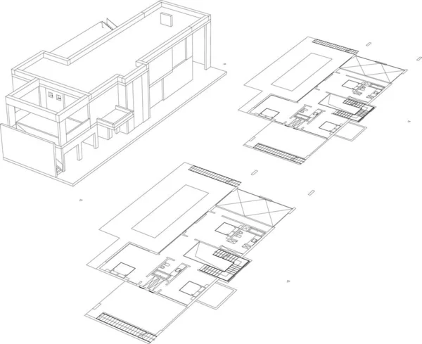 Papel Pintado Arquitectónico Forrado Fondo Digital — Vector de stock