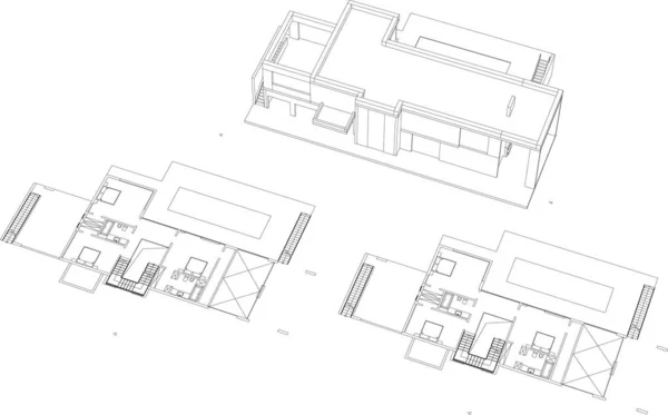 Wyłożona Tapeta Architektoniczna Tło Cyfrowe — Wektor stockowy