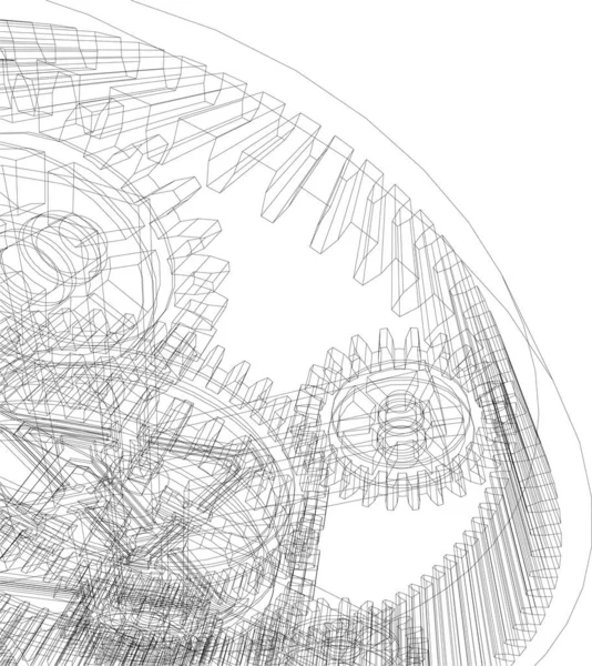 Vectorillustratie Van Het Gevoerde Versnellingsmechanisme — Stockvector