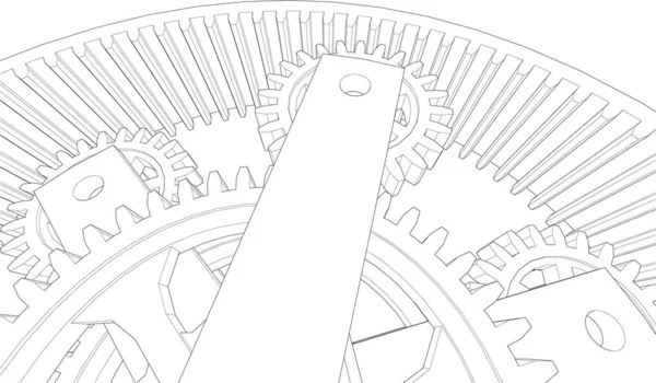 Çizgili dişli mekanizmasının vektör illüstrasyonu