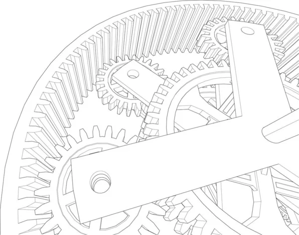 Vektorová Ilustrace Mechanismu Podšívkových Převodů — Stockový vektor