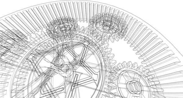 Векторная Иллюстрация Механизма Подкладки Шестерен — стоковый вектор