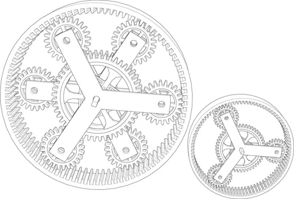 Векторная Иллюстрация Механизма Подкладки Шестерен — стоковый вектор