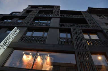 modern building in city at evening, low angle view 