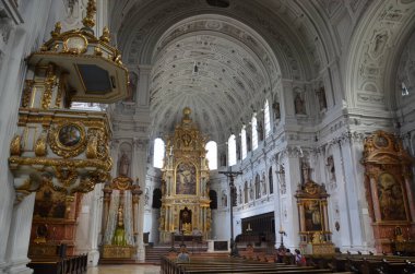beautiful view of cathedral interior with people