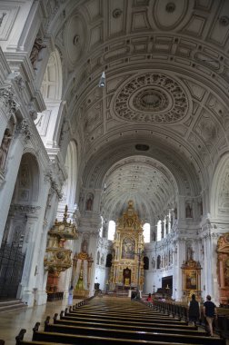 beautiful view of cathedral interior with people