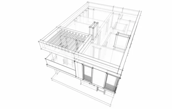 3D建築プロジェクト デジタル壁紙 — ストック写真