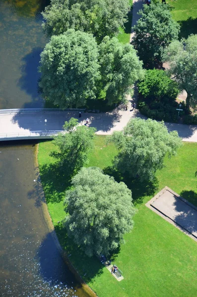 Vyvýšený Pohled Scénu Zeleného Parku — Stock fotografie