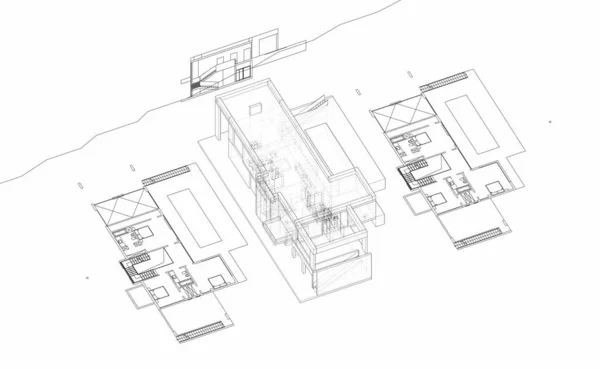 3D建築プロジェクト デジタル壁紙 — ストック写真