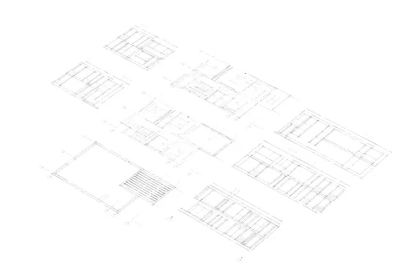 Architectural Sketch Building Lined Plan — Photo