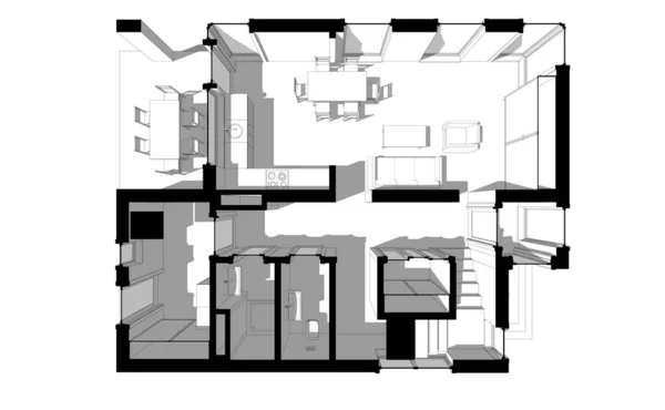 Architektonisches Projekt Digitale Tapete — Stockfoto