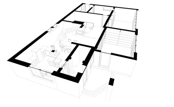 3D建築プロジェクト デジタル壁紙 — ストック写真