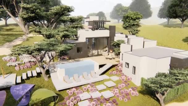 Animasi Berwarna Dengan Proyek Desain House Dan Landscape — Stok Video