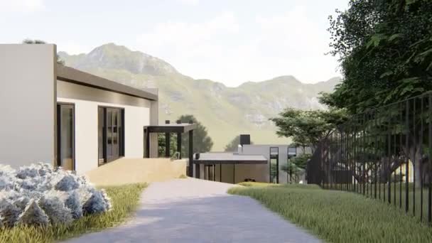 Animasi Berwarna Dengan Proyek Desain House Dan Landscape — Stok Video