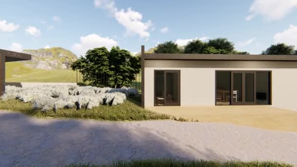 Gekleurde Animatie Met Huis Landschap Ontwerp Project — Stockvideo