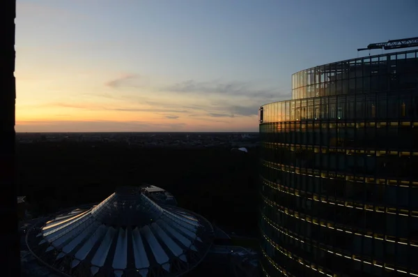 Vista Dell Architettura Tramonto Berlin Città Scena — Foto Stock